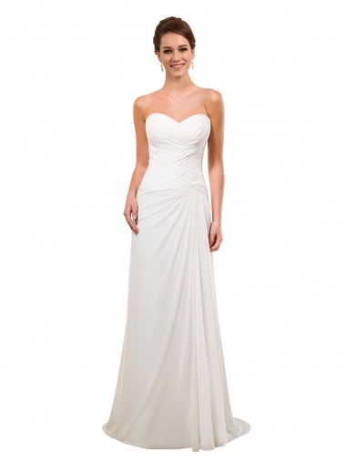 Ivory Sheath Sweetheart Chapel Train Wedding Gowns Bolton