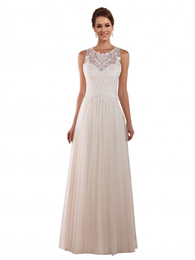 Ivory A-Line High Neck Chapel Train Boho Wedding Dress Bolton