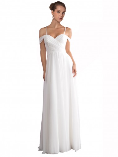 Ivory A-Line Off the Shoulder Sweep Train Beach Wedding Dress Bolton