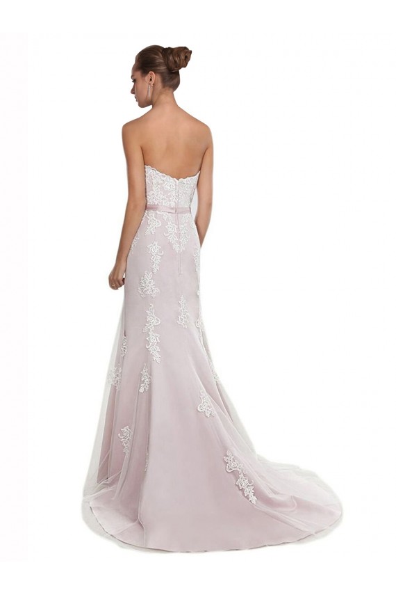 Ivory & Pink Mermaid Strapless Sweep Train Beach Wedding Dress Bolton