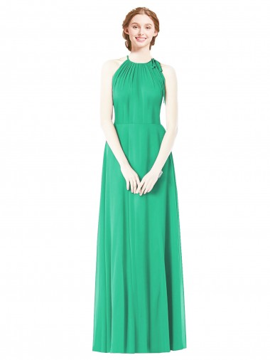 Emerald Green A-Line Halter Neck Long Bridesmaid Dress Bolton