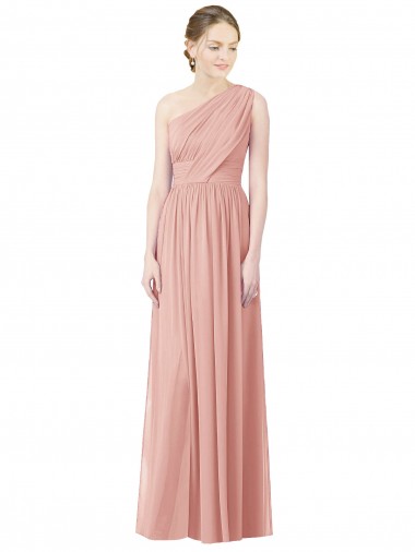 Bliss Pink A-Line One Shoulder Long Bridesmaid Dress Bolton