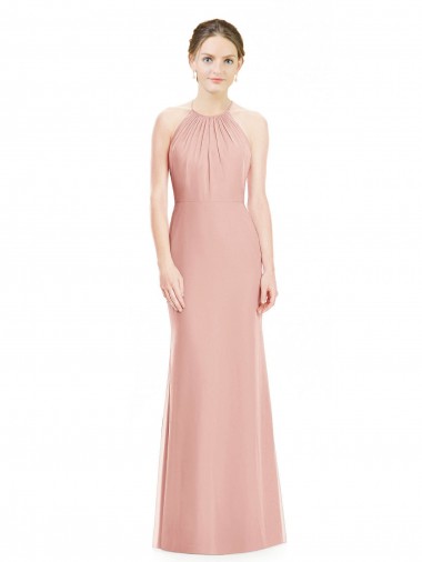 Bliss Pink Mermaid Halter Neck Long Bridesmaid Dress Bolton