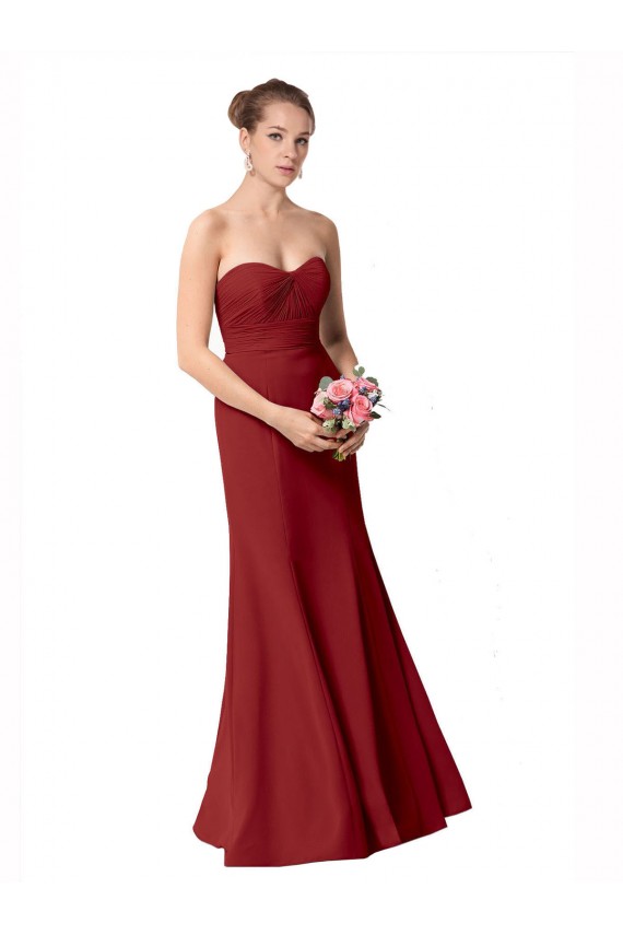 Burgundy Mermaid Sweetheart Long Bridesmaid Dress Bolton