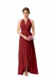 Burgundy A-Line High Neck High Low Bridesmaid Dress Bolton