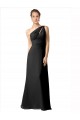 Black A-Line One Shoulder Long Bridesmaid Dress Bolton