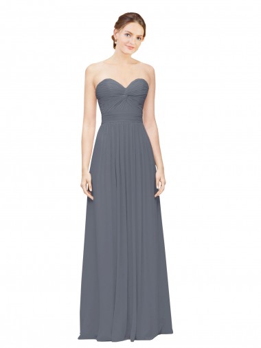 Slate Grey A-Line Sweetheart Long Bridesmaid Dress Bolton