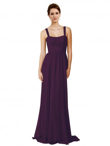 Grape A-Line Spaghetti Straps Sweep Train Bridesmaid Dress Bolton