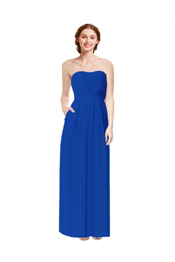 Open Back Royal Blue Sheath Sweetheart Long Bridesmaid Dress Bolton