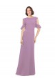 Open Back Dark Lavender A-Line High Neck Long Bridesmaid Dresses Bolton