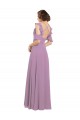 Open Back Dark Lavender A-Line High Neck Long Bridesmaid Dresses Bolton