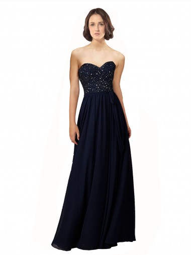 Dark Navy Sheath Sweetheart Long Bridesmaid Dress / Formal Dress Bolton