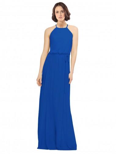 Royal Blue A-Line Jewel Neck Long Bridal Party Dress Bolton