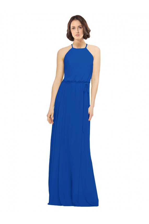 Royal Blue A-Line Jewel Neck Long Bridal Party Dress Bolton