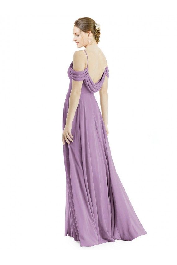 Low Back Dark Lavender A-Line Spaghetti Straps Long Semi Formal Evening Dress / Bridesmaid Dress Bolton