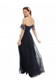 Dark Navy A-Line V-Neck Cap Sleeves Long Formal Dress / Bridesmaid Dress Bolton