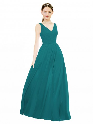 Hunter A-Line V-Neck Long Bridesmaid Gowns Bolton