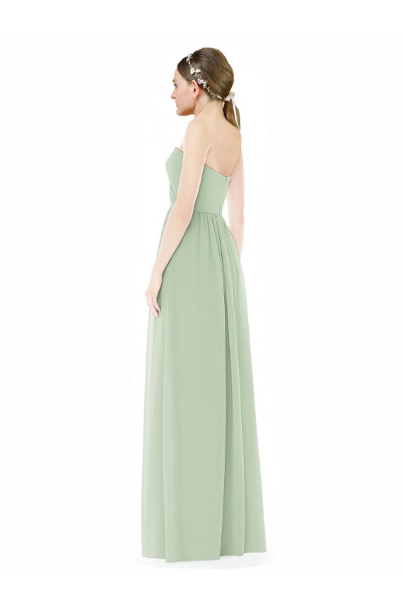 Low Back Sage A-Line Strapless Long Semi Formal Evening Dress / Bridesmaid Dress Bolton