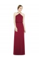 Open Back Burgundy A-Line Halter Neck Long Bridesmaid Dress Bolton