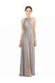 Low Back Oyster Silver A-Line Halter Neck Long Bridesmaid Dress Bolton