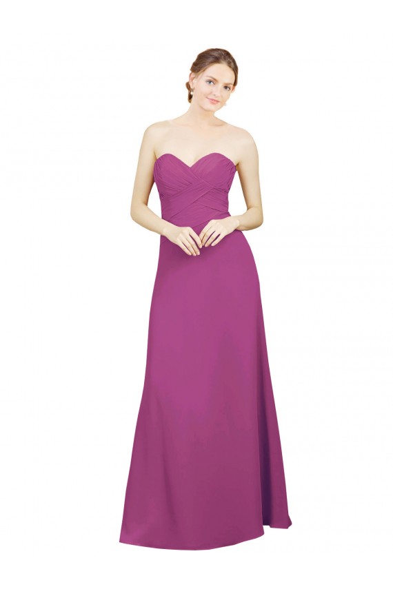 Low Back Wild Berry A-Line Sweetheart Long Bridesmaid Dress Bolton