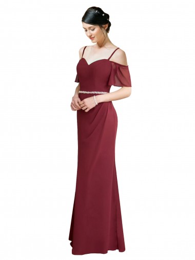 Low Back Burgundy A-Line Sweetheart Long Bridesmaid Dress Bolton