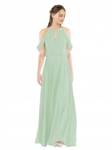 Sage Sheath Off the Shoulder Long Bridesmaid Dress Bolton