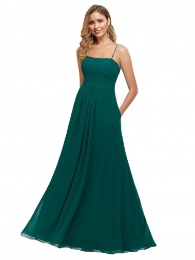 Low Back Hunter A-Line Square Neck Long Bridesmaid Dress Bolton