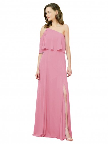 Skin Pink A-Line One Shoulder Long Bridal Party Dress Bolton