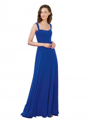 Royal Blue A-Line Square Neck Long Bridesmaid Dress Bolton