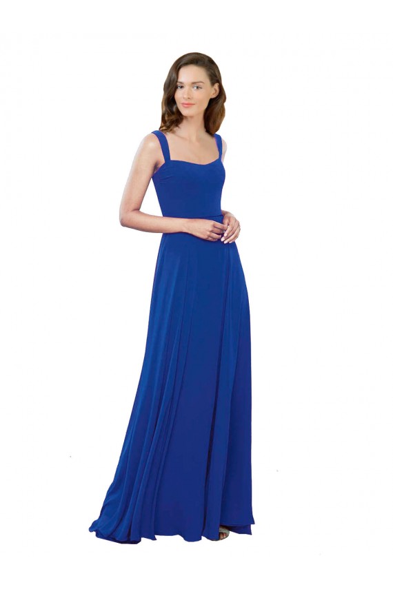 Royal Blue A-Line Square Neck Long Bridesmaid Dress Bolton