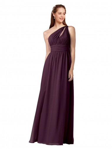 Grape A-Line One Shoulder Long Floor Length Bridesmaid Dress Bolton