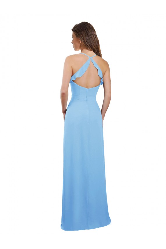 Keyhole Back Periwinkle A-Line Sweetheart Long Bridesmaid Dress Bolton