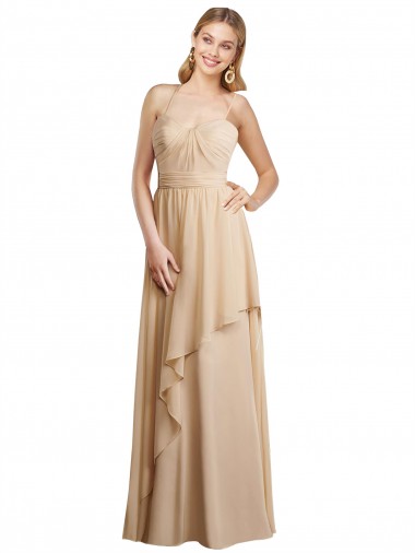 Open Back Champagne A-Line Sweetheart Long Bridesmaid Dress Bolton