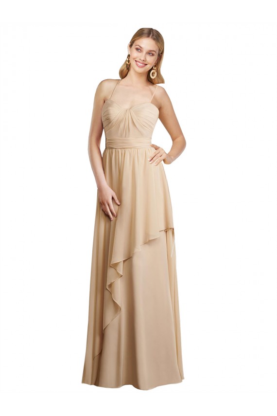 Open Back Champagne A-Line Sweetheart Long Bridesmaid Dress Bolton