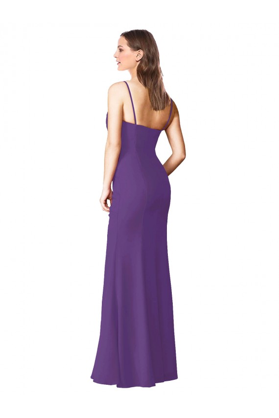 Low Back Plum Purple A-Line Strapless Long Bridesmaid Dress Bolton