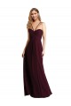 Keyhole Back Burgundy Gold A-Line Spaghetti Straps Long Wedding Party Dress Bolton