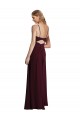 Keyhole Back Burgundy Gold A-Line Spaghetti Straps Long Wedding Party Dress Bolton