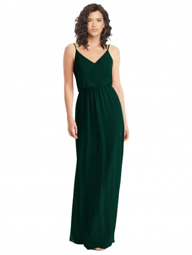 Low Back Ever Green A-Line V-Neck Long Semi Formal Evening Dress / Bridesmaid Dress Bolton