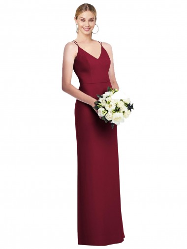 Burgundy A-Line V-Neck Long Formal Dress / Bridesmaid Dress Bolton