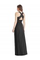 Open Back Black A-Line V-Neck Long Bridesmaid Dress Bolton