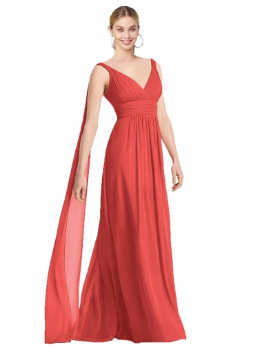 Low Back Firecracker A-Line V-Neck Long Bridesmaid Dress Bolton