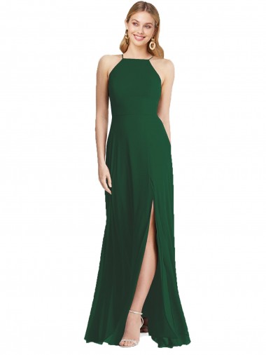 Dark Green A-Line High Neck Long Semi Formal Evening Dress / Bridesmaid Dress Bolton