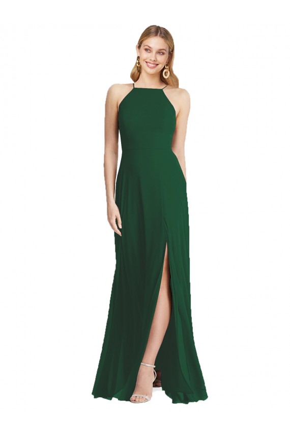 Dark Green A-Line High Neck Long Semi Formal Evening Dress / Bridesmaid Dress Bolton