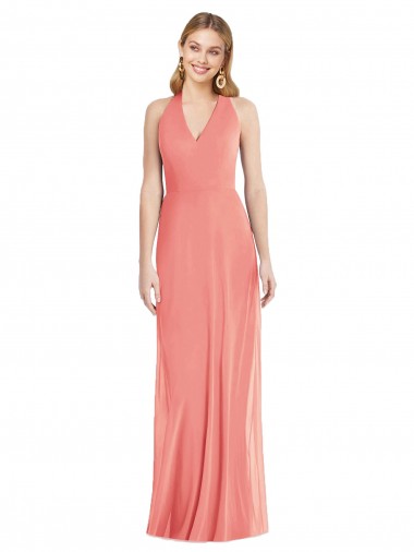 Desert Rose Trumpet V-Neck Long Formal Evening Gown / Bridesmaid Dress Bolton