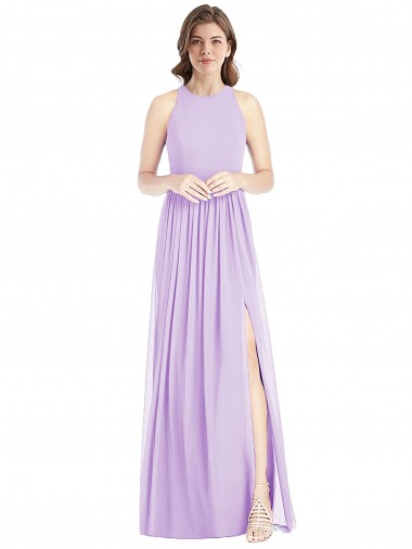 Lilac A-Line Halter Neck Long Bridesmaid Dress Bolton