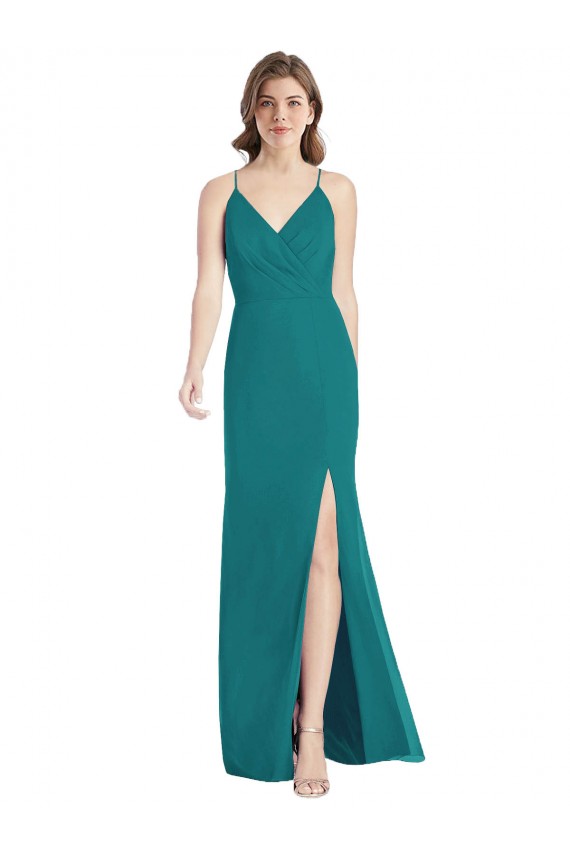 Open Back Hunter Mermaid V-Neck Long Bridesmaid Dress Bolton