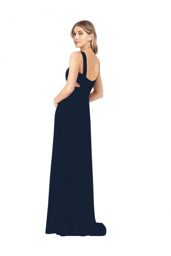 Dark Navy A-Line V-Neck Long Bridesmaid Dress / Evening Dress Bolton