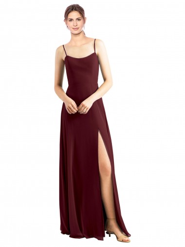 Burgundy Gold A-Line Scoop Neck Long Bridesmaid Dress / Evening Dress Bolton