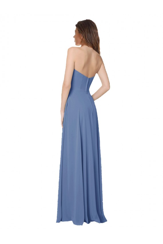 Open Back Windsor Blue A-Line Strapless Long Formal Dress / Bridesmaid Dress Bolton